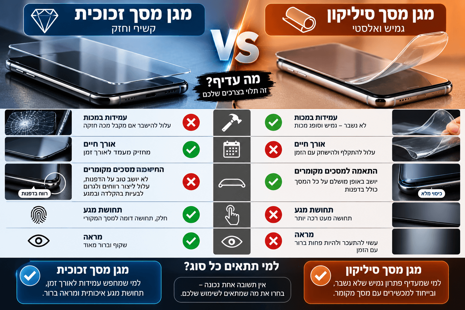 מה עדיף? מגן מסך זכוכית או סיליקון