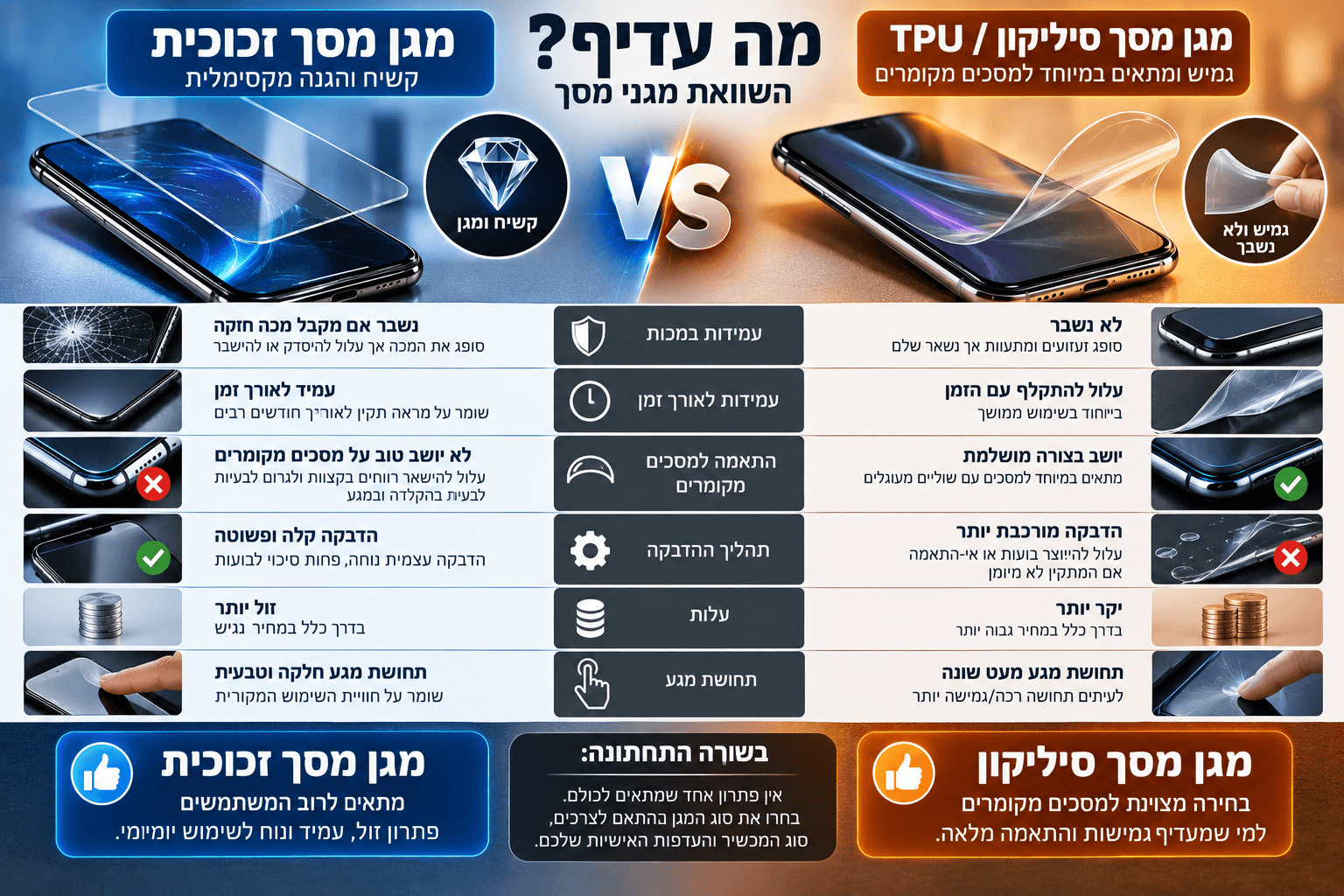 מה עדיף? מגן מסך זכוכית או סיליקון