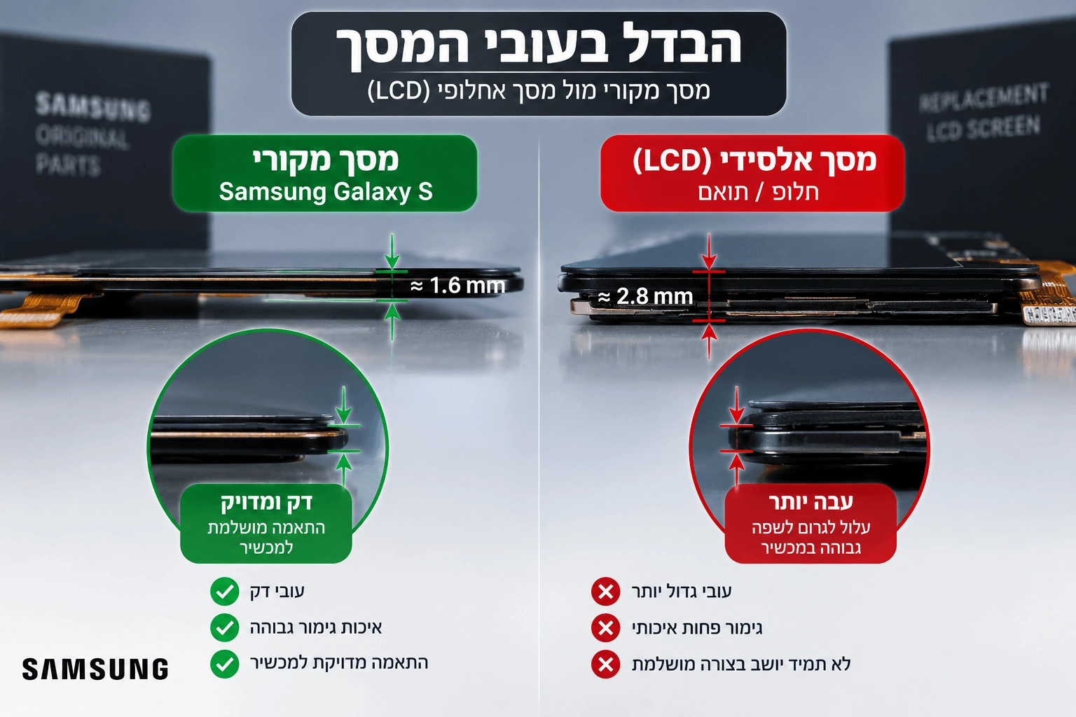 מה ההבדלים בין מסך מקורי לחליפי?
