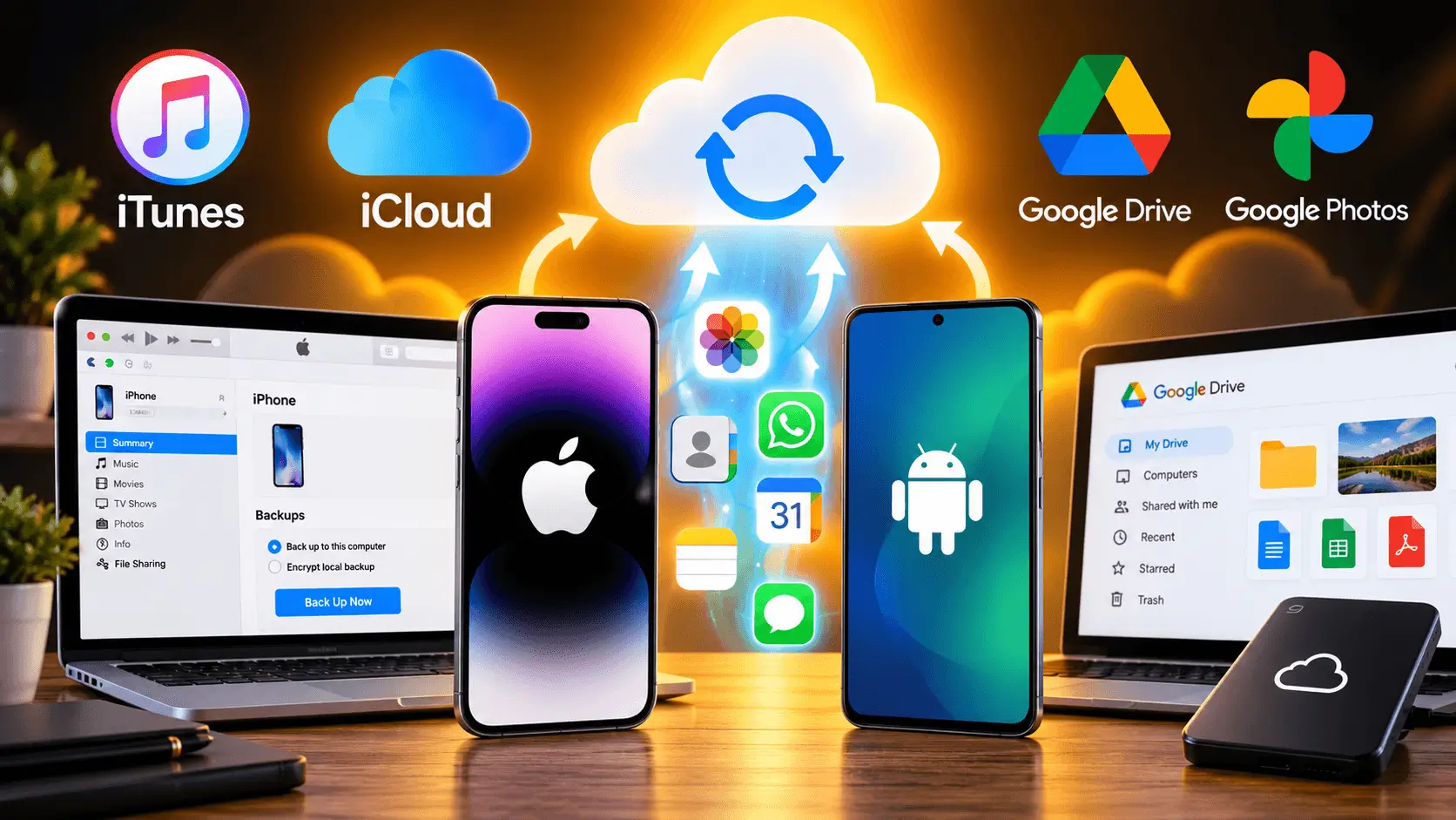 גיבוי נתונים באייפון ואנדרואיד באמצעות iCloud ו-Google