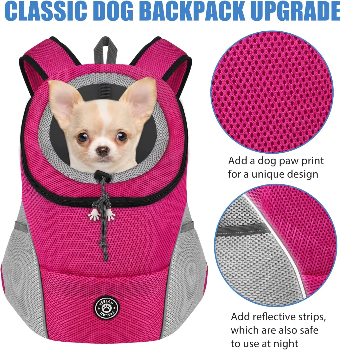 Breathable Dog Carrier Backpack - Portable Travel Bag for Small Dogs