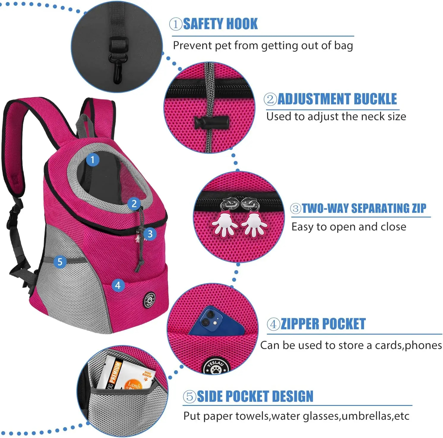 Breathable Dog Carrier Backpack - Portable Travel Bag for Small Dogs