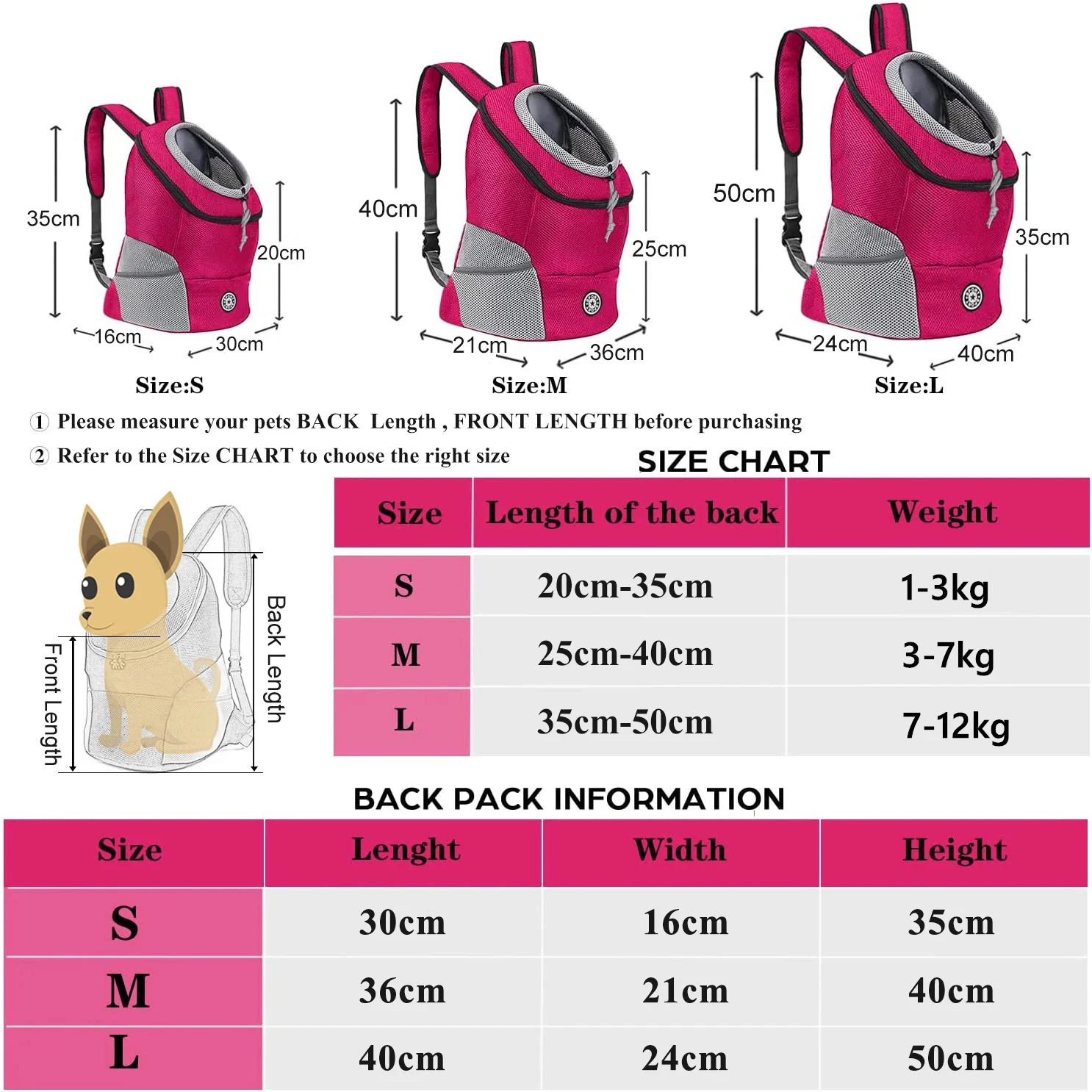 Breathable Dog Carrier Backpack - Portable Travel Bag for Small Dogs