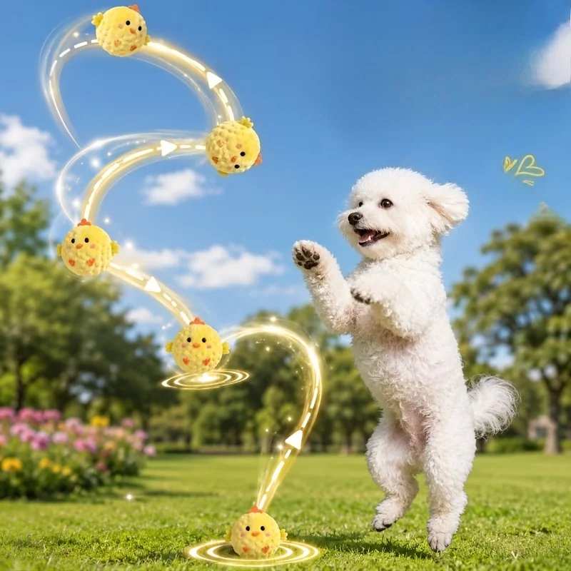 Interactive Squeaky Chick Ball - Bouncing Chew Toy