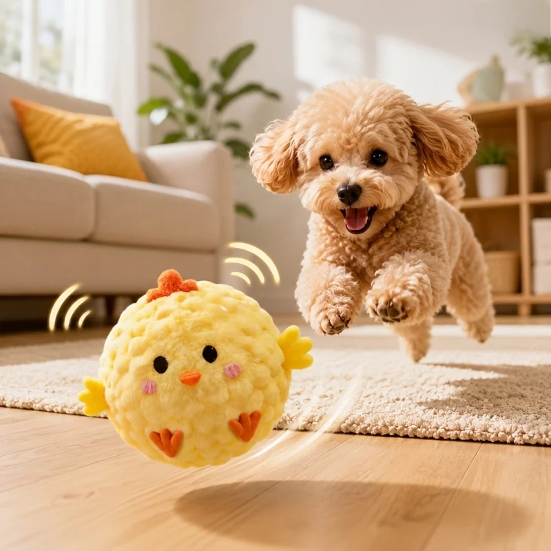 Interactive Squeaky Chick Ball - Bouncing Chew Toy