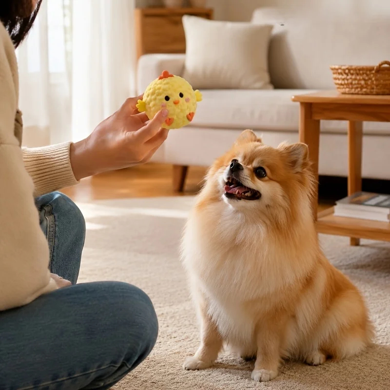 Interactive Squeaky Chick Ball - Bouncing Chew Toy