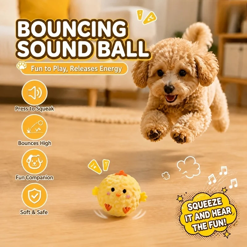 Interactive Squeaky Chick Ball - Bouncing Chew Toy
