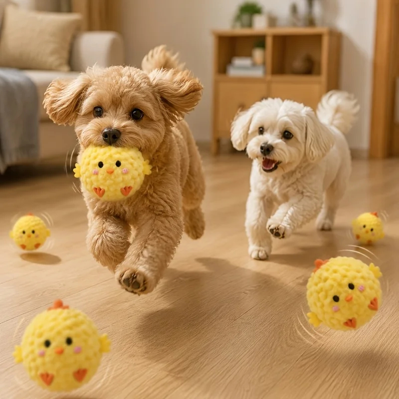 Interactive Squeaky Chick Ball - Bouncing Chew Toy