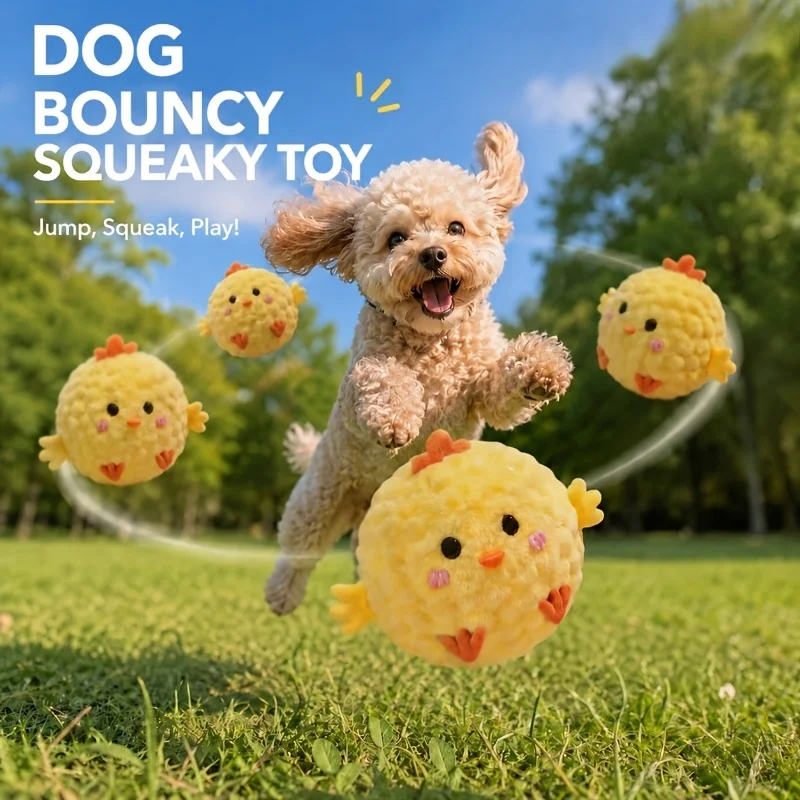 Interactive Squeaky Chick Ball - Bouncing Chew Toy