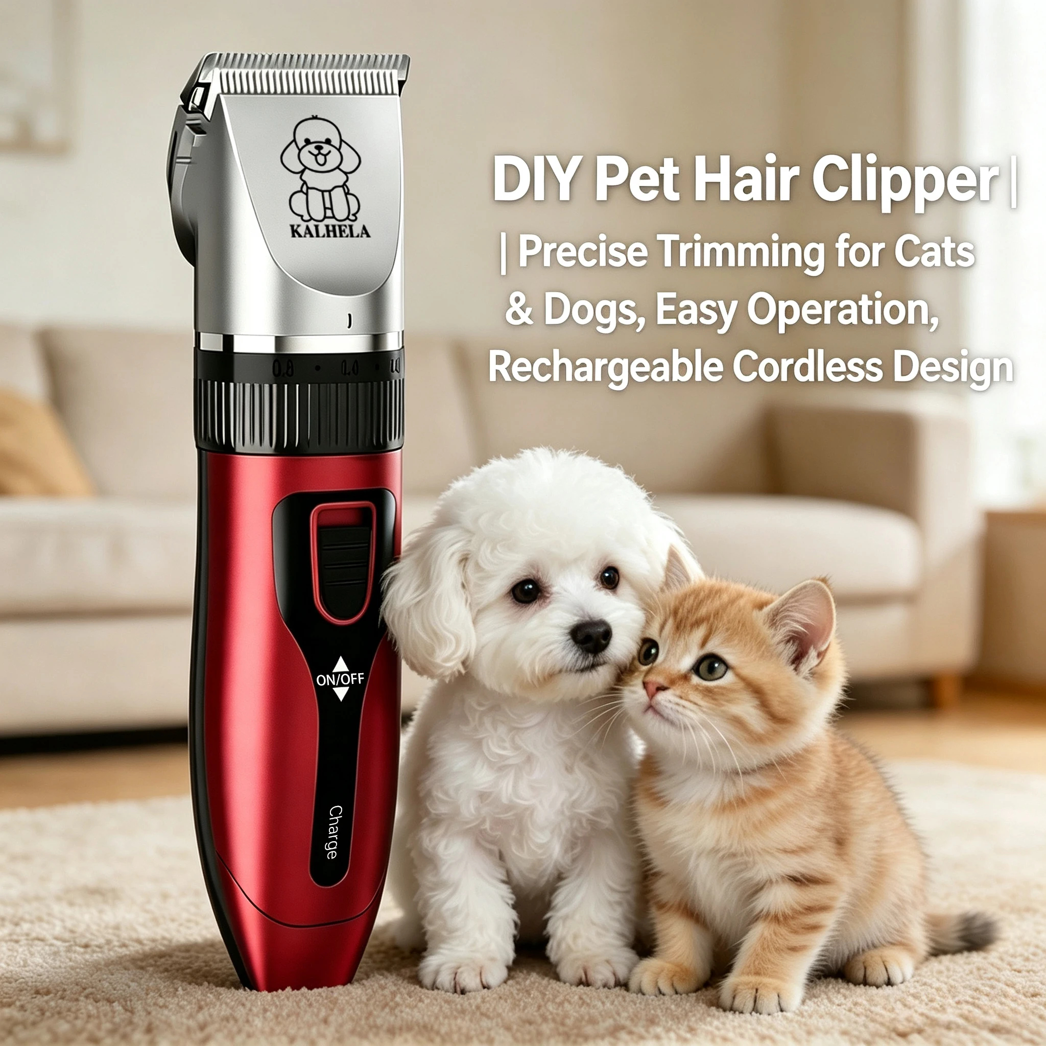 Low-Noise Rechargeable Pet Grooming Clipper for Dogs & Cats