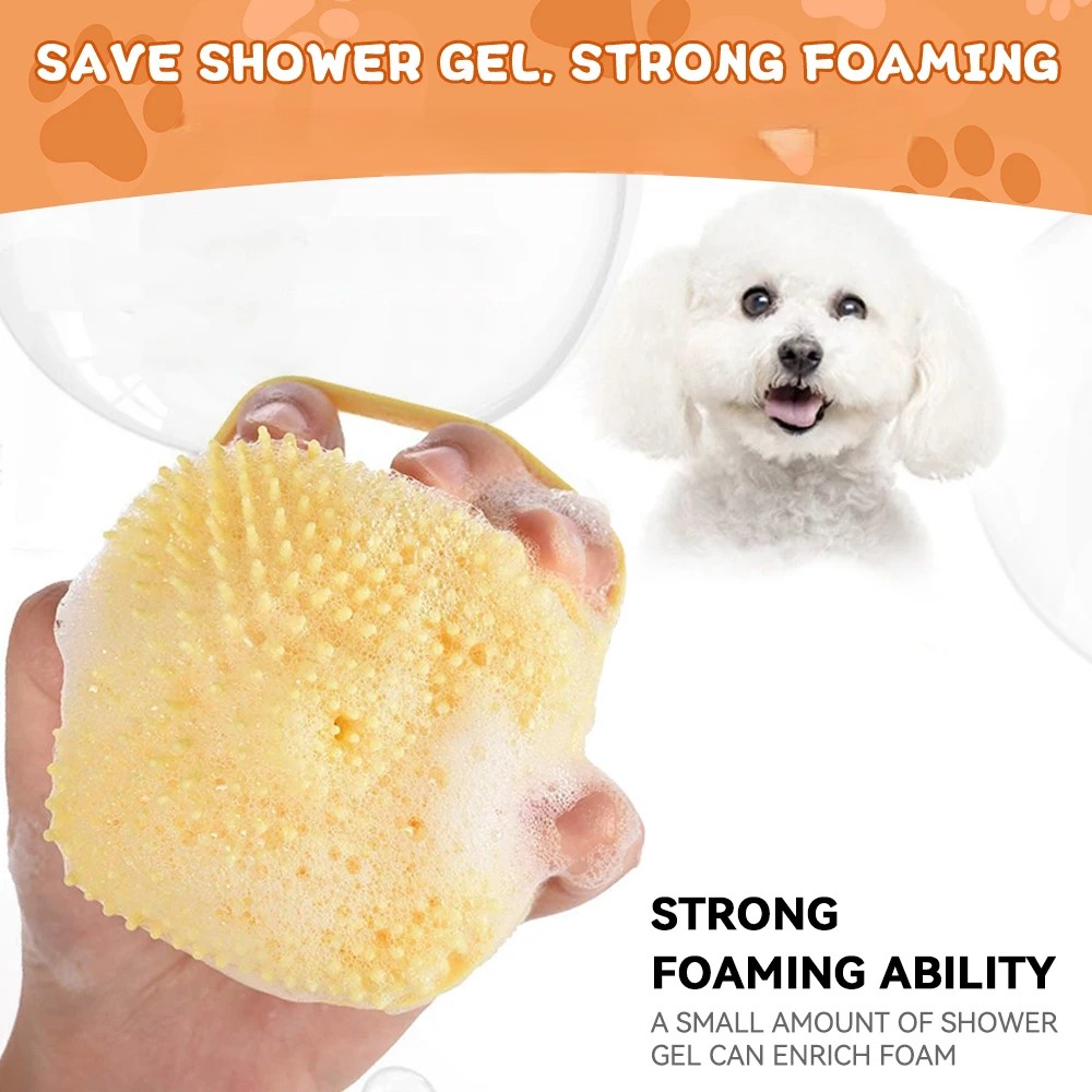 Pet Bath & Massage Brush with Shampoo Dispenser
