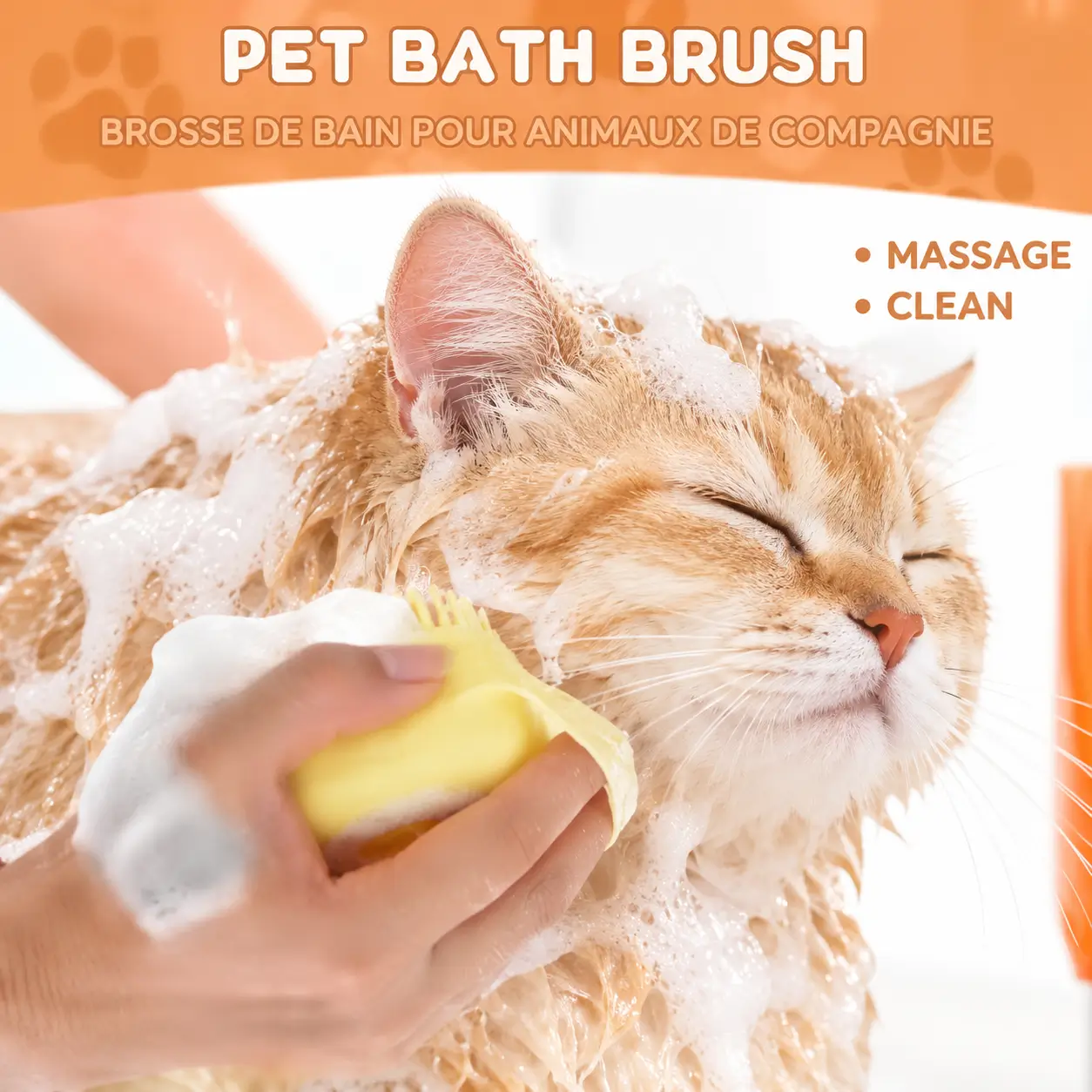 Pet Bath & Massage Brush with Shampoo Dispenser