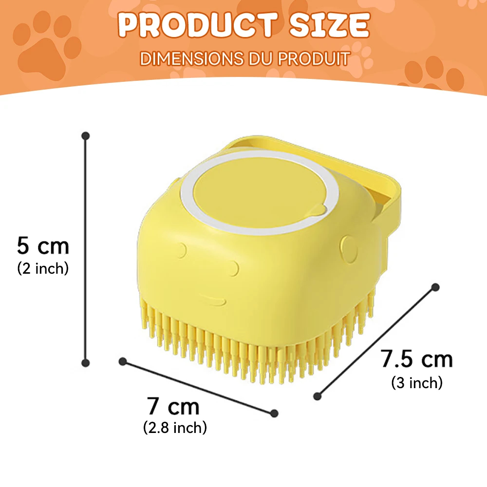 Pet Bath & Massage Brush with Shampoo Dispenser