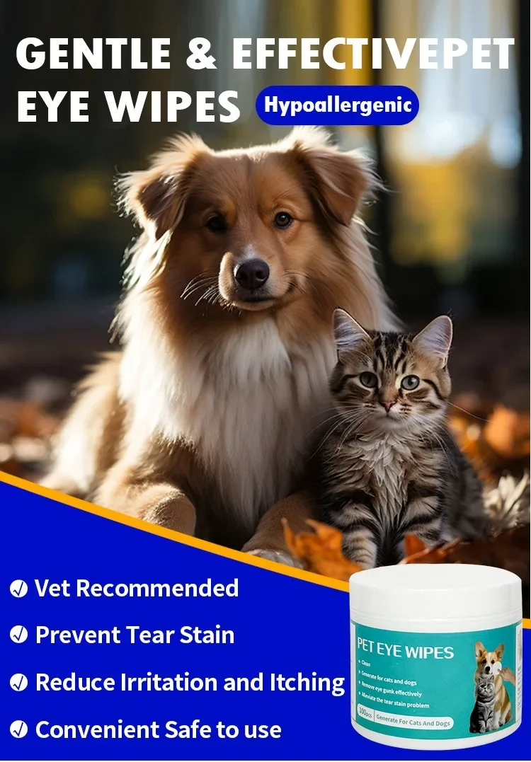 Pet Eye Cleaning Wipes for Cats & Dogs - Tear Stain Remover