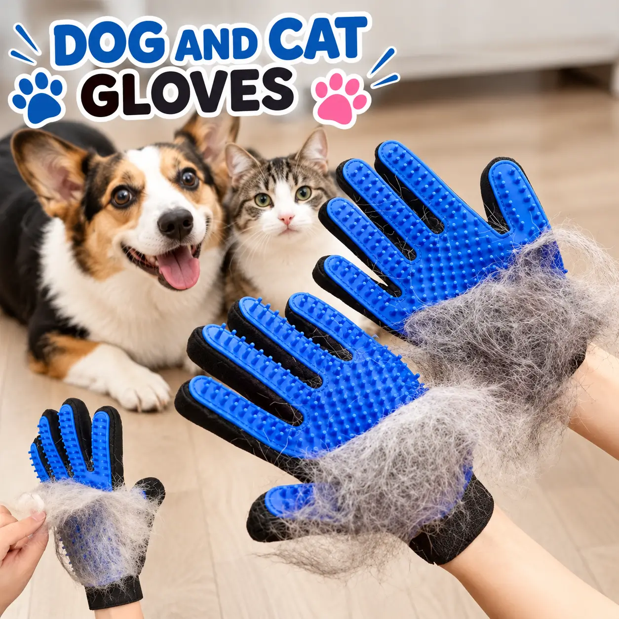 Pet Grooming Glove - Silicone Deshedding & Massage Brush for Dogs & Cats