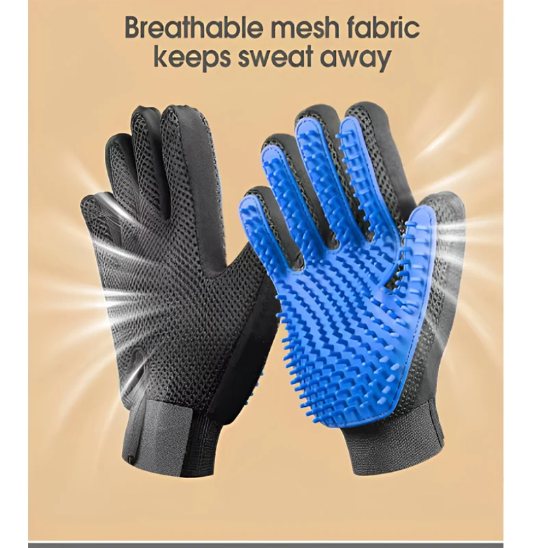 Pet Grooming Glove - Silicone Deshedding & Massage Brush for Dogs & Cats
