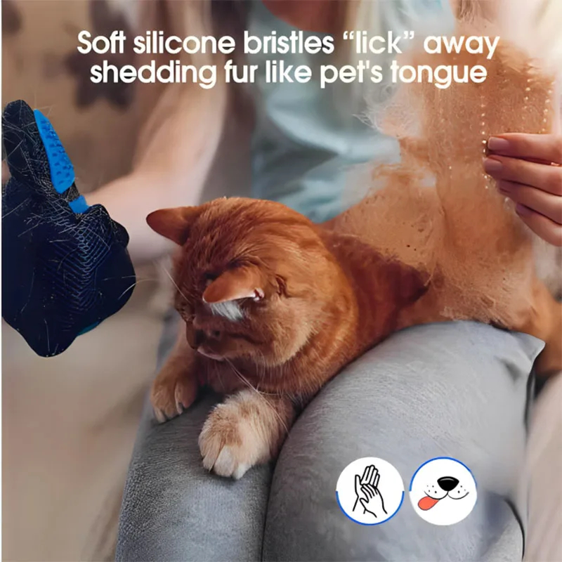 Pet Grooming Glove - Silicone Deshedding & Massage Brush for Dogs & Cats