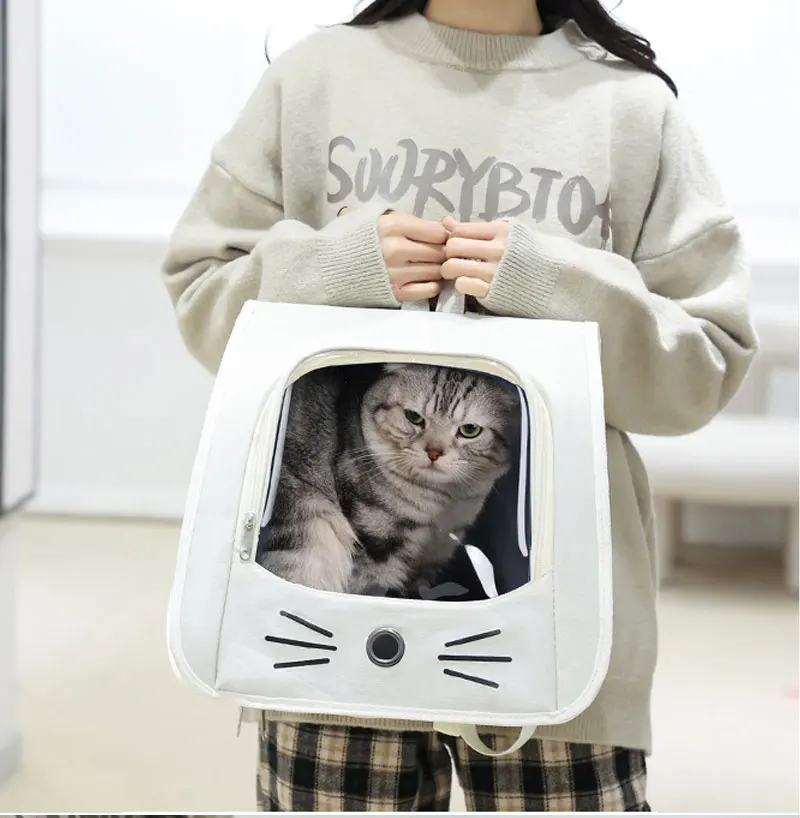 Portable Cat Carrier Backpack - Transparent & Breathable Travel Bag
