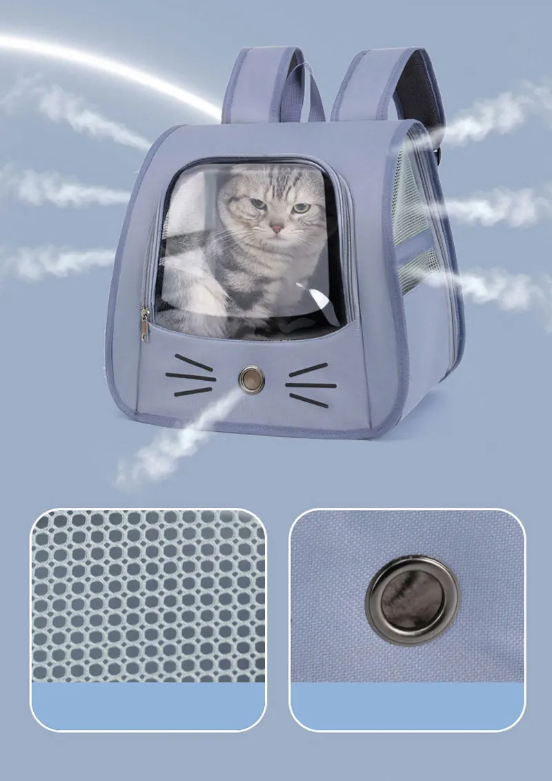 Portable Cat Carrier Backpack - Transparent & Breathable Travel Bag