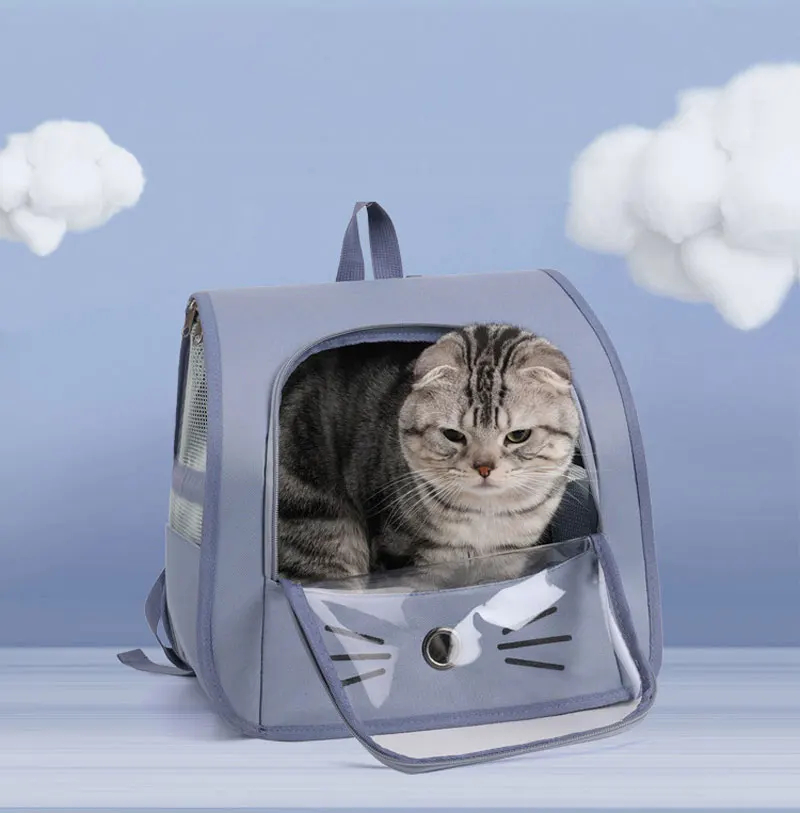Portable Cat Carrier Backpack - Transparent & Breathable Travel Bag