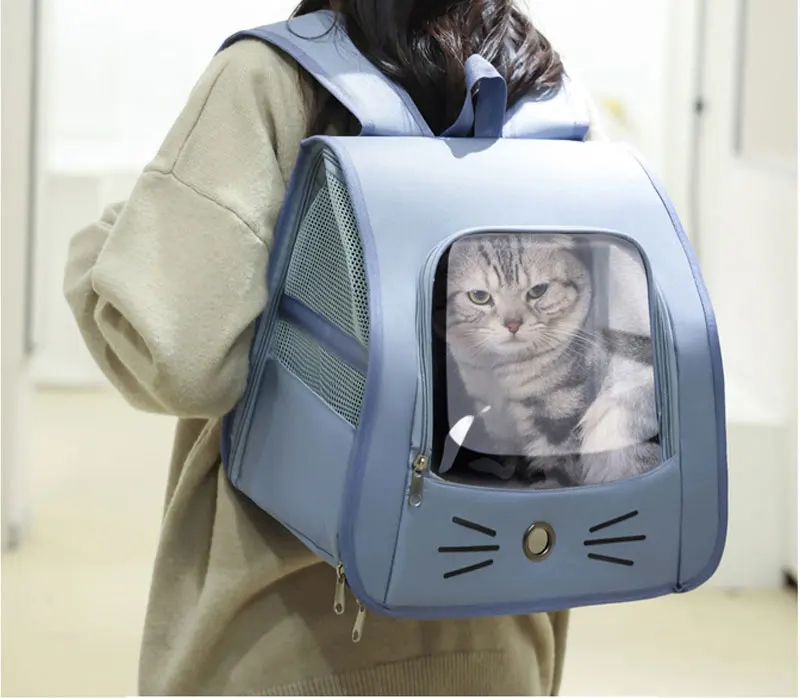 Portable Cat Carrier Backpack - Transparent & Breathable Travel Bag
