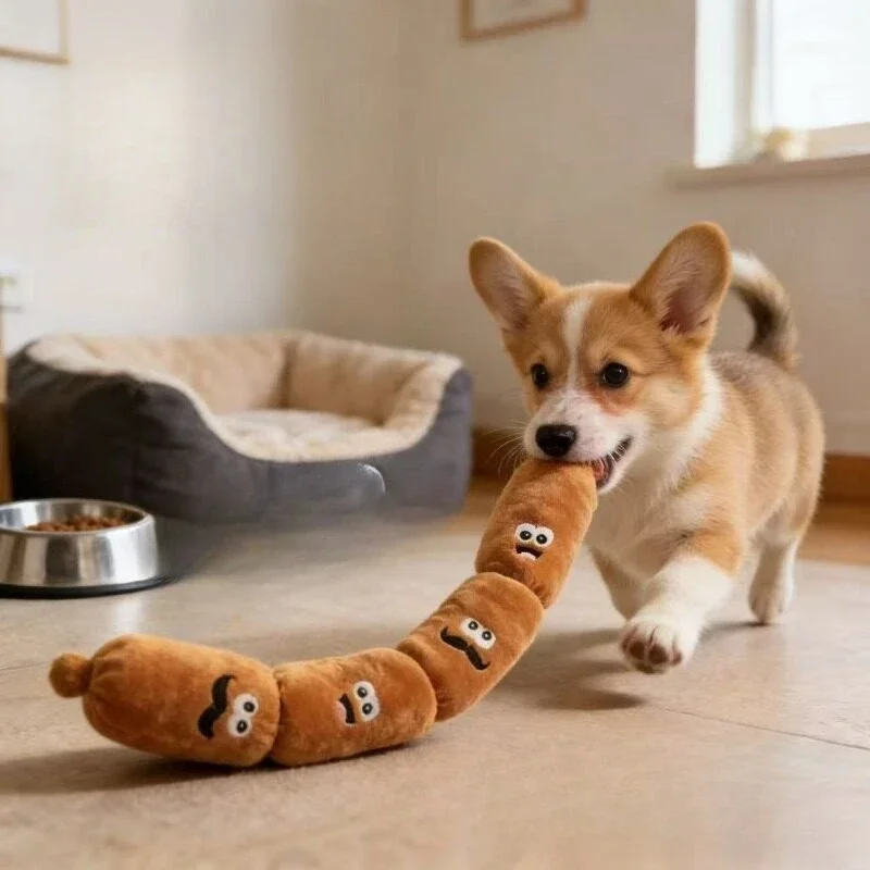 Sausage Plush Dog Squeaky Toy