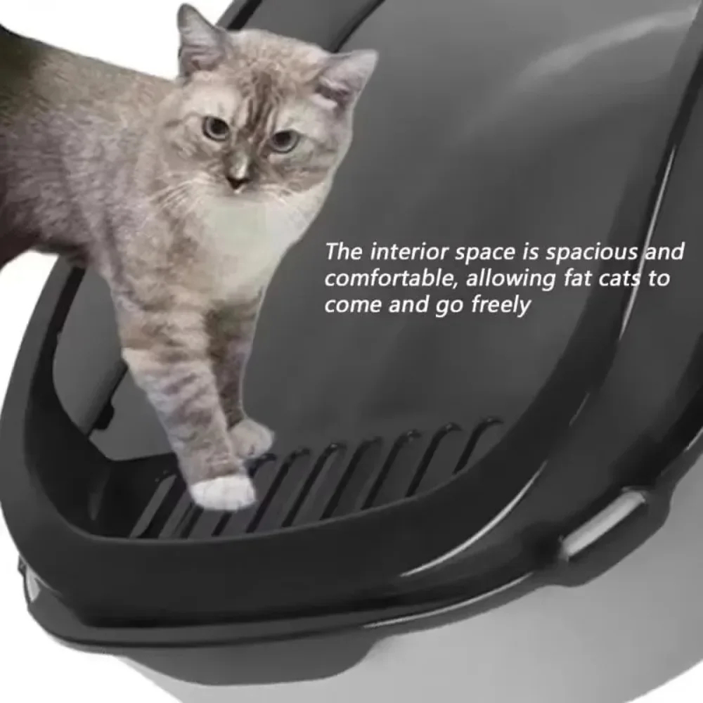 Semi-Enclosed Cat Litter Box - High-Sided Splashproof Toilet Tray