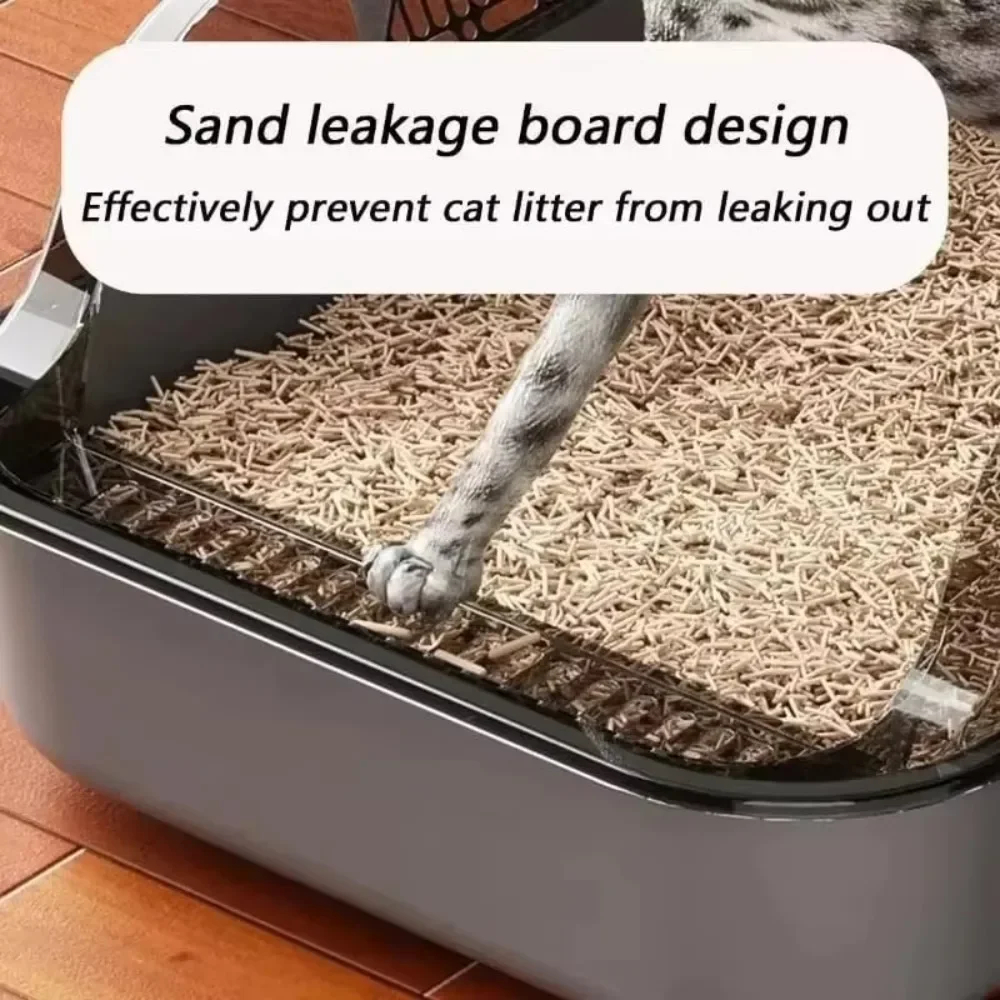 Semi-Enclosed Cat Litter Box - High-Sided Splashproof Toilet Tray