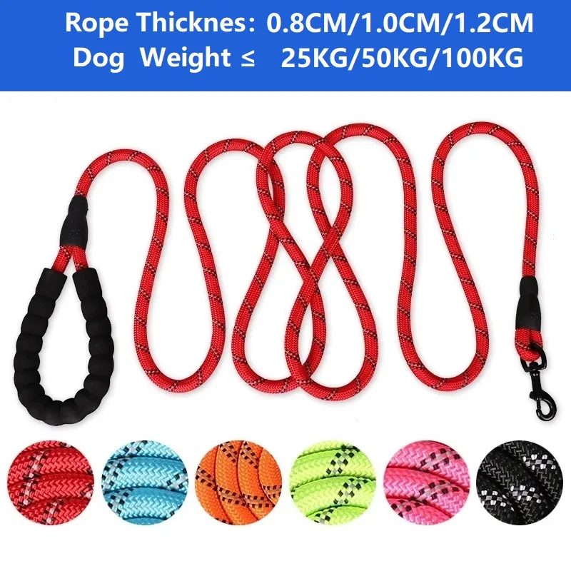 Strong Nylon Dog Leash with Padded Handle & Reflective Stripes