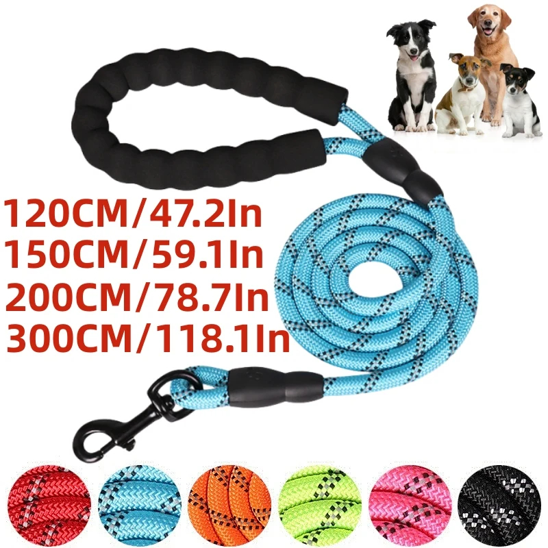 Strong Nylon Dog Leash with Padded Handle & Reflective Stripes