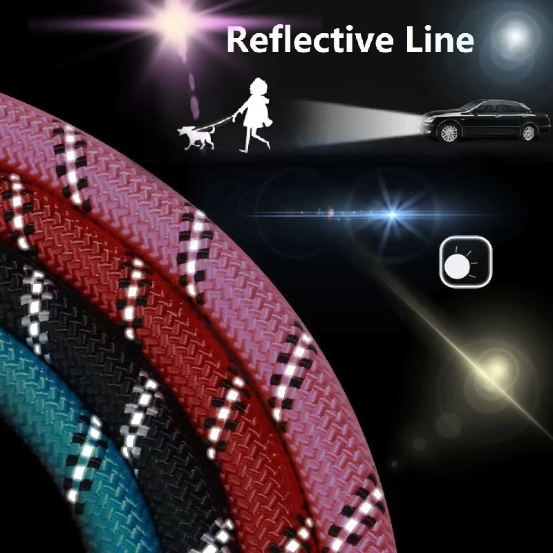 Strong Nylon Dog Leash with Padded Handle & Reflective Stripes