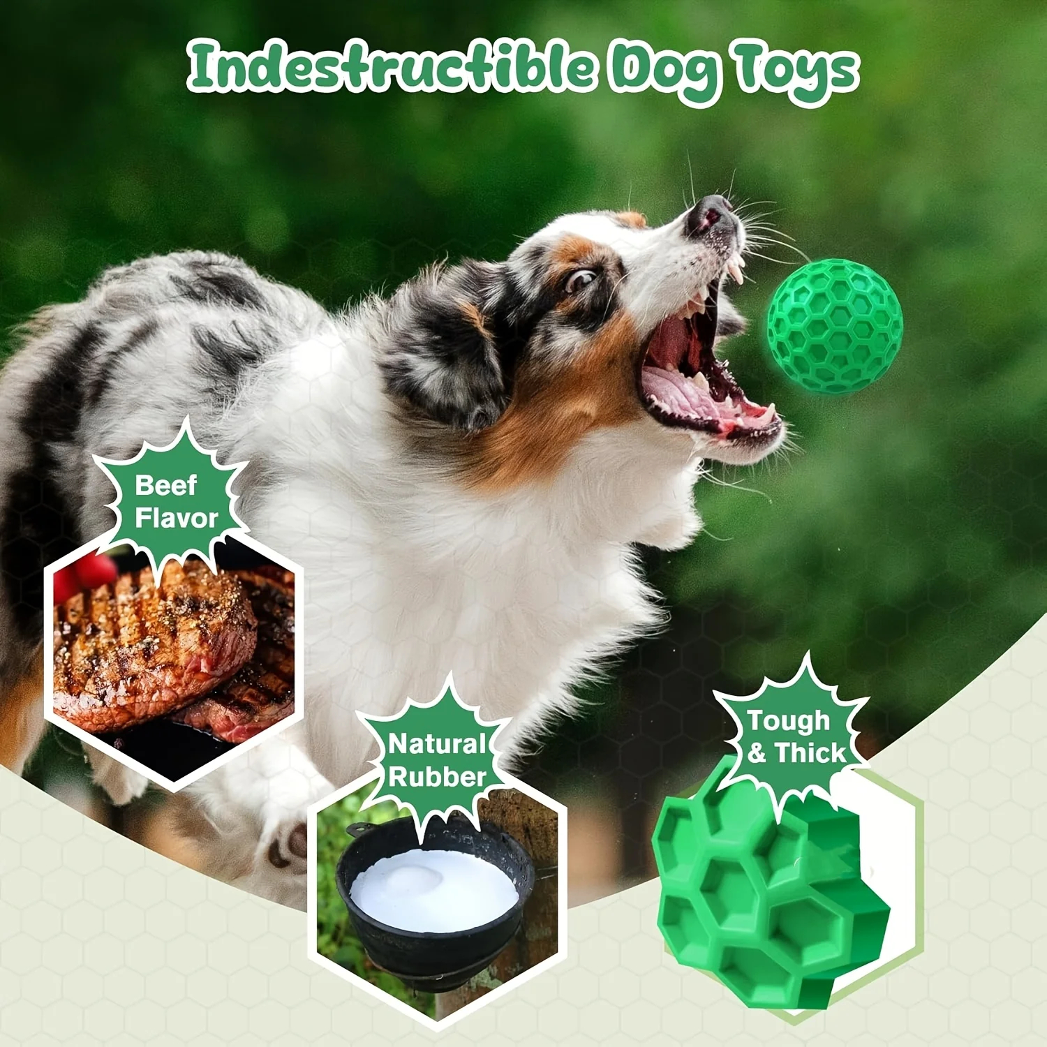 Tough Natural Rubber Dog Chew Toy - Squeaky Beef-Flavored