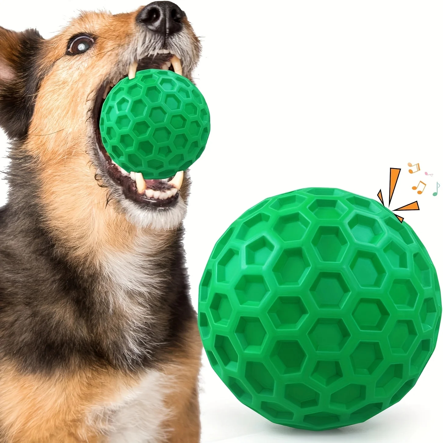 Tough Natural Rubber Dog Chew Toy - Squeaky Beef-Flavored