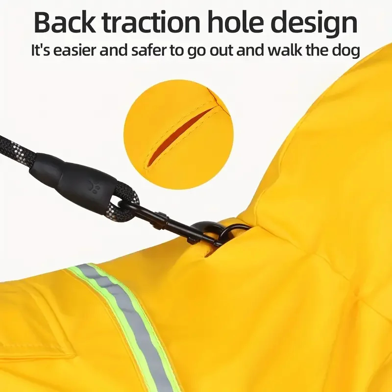 Waterproof Dog Raincoat with Hood - Reflective Yellow Cape for Rainy Days