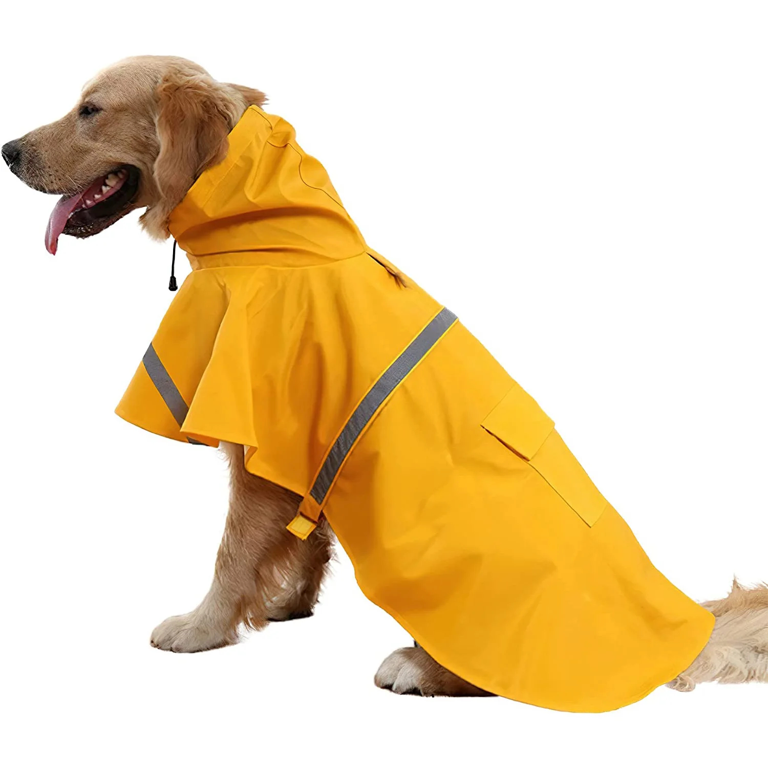 Waterproof Dog Raincoat with Hood - Reflective Yellow Cape for Rainy Days